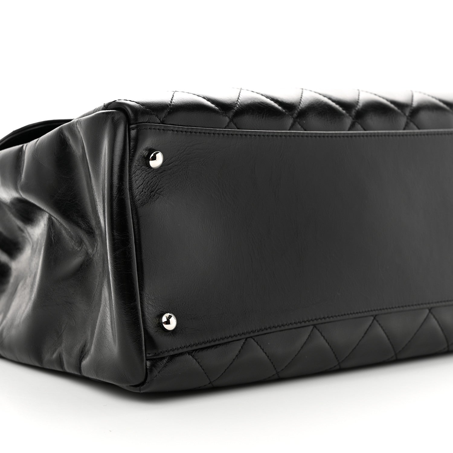 Chanel Glazed Calfskin Quilted Large CC Delivery Tote Black 9 of 12