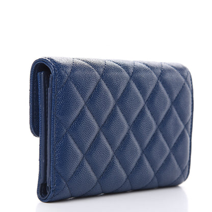 Chanel Caviar Quilted Medium Flap Wallet Dark Blue 3 of 8