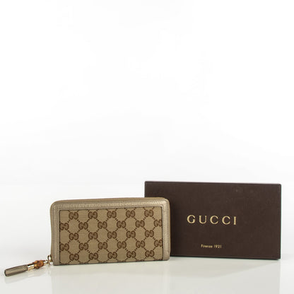 Gucci Monogram Bamboo Tassel Zip Around Wallet Gold 4 of 8
