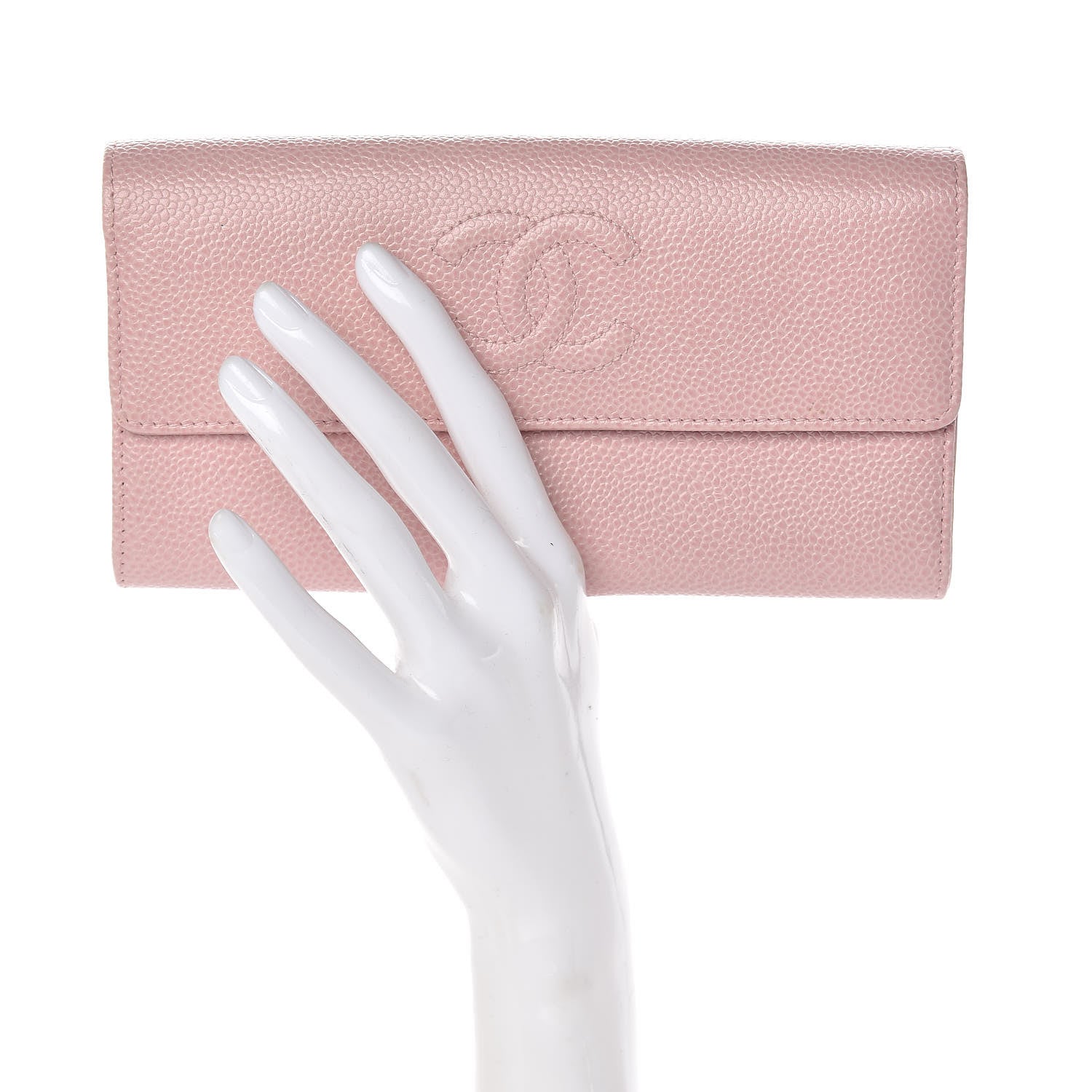 Chanel Caviar Timeless CC Large Gusset Flap Wallet Rose Pale 2 of 8