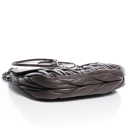 Miu Miu Leather Matelasse Shoulder Bag Grigio 4 of 9