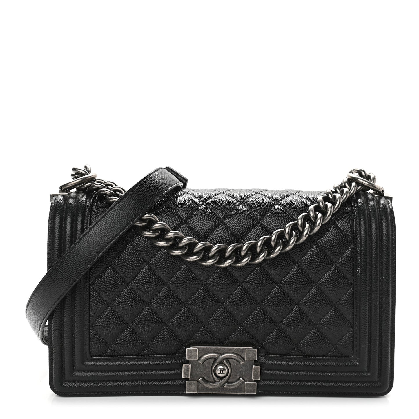 Caviar Quilted Medium Boy Flap Black