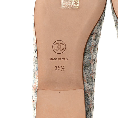 Chanel Tweed Lambskin Cap Toe Ballerina Flats 35.5 Beige Multicolor 6 of 8