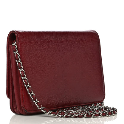 Chanel Caviar Timeless CC Wallet on Chain WOC Dark Red 3 of 18