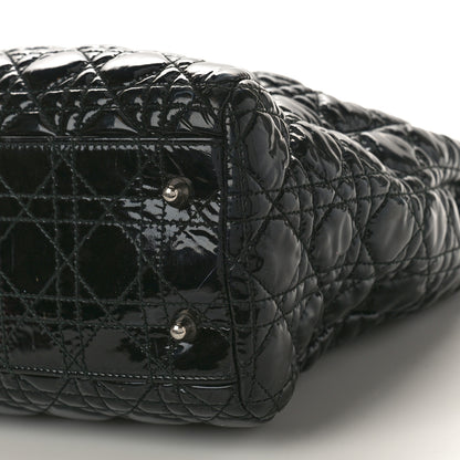 Christian Dior Patent Cannage Dior Soft Shopping Tote Black 8 of 13