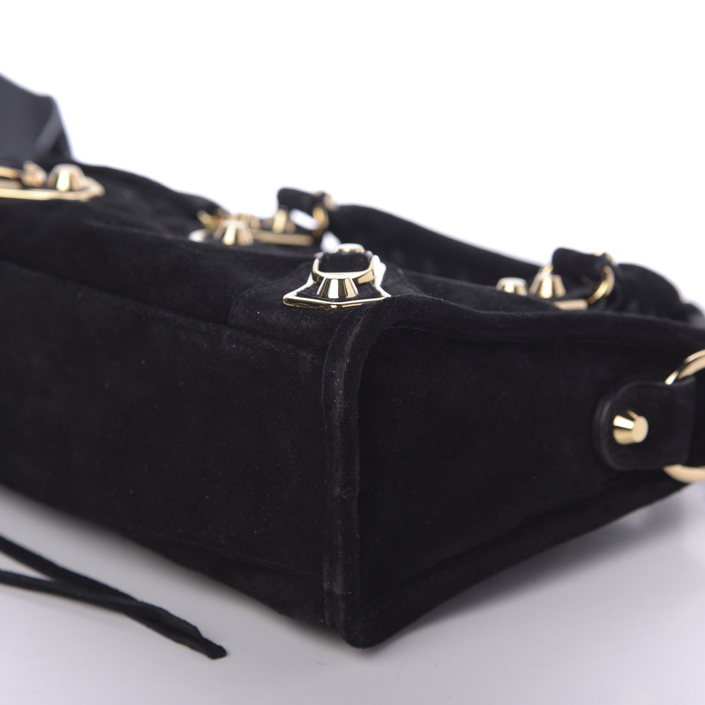Baby Daim Suede Gold Metallic Edge Hardware Mini City Black