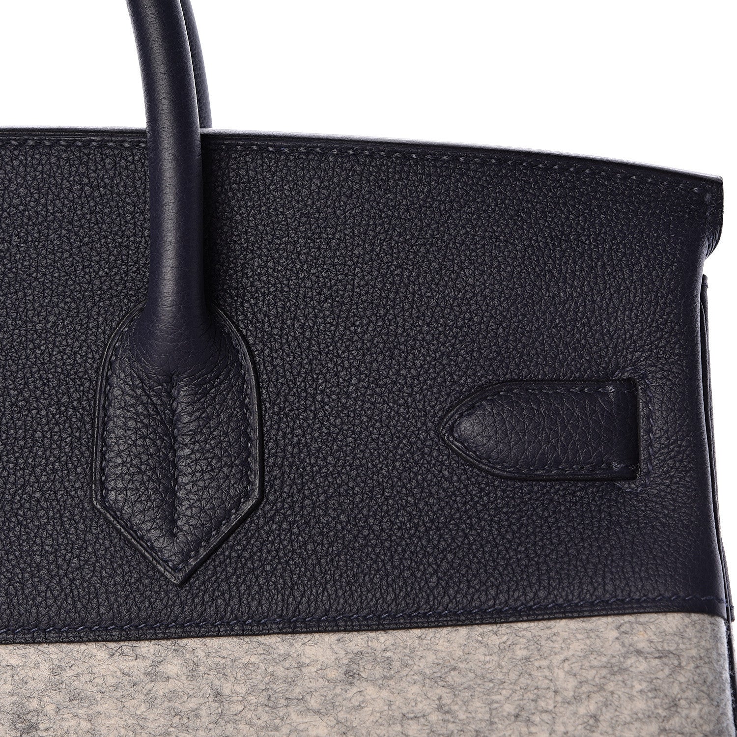Hermes Togo Todoo Feutre HAC Birkin 40 Gris Clair Bleu Nuit 10 of 32