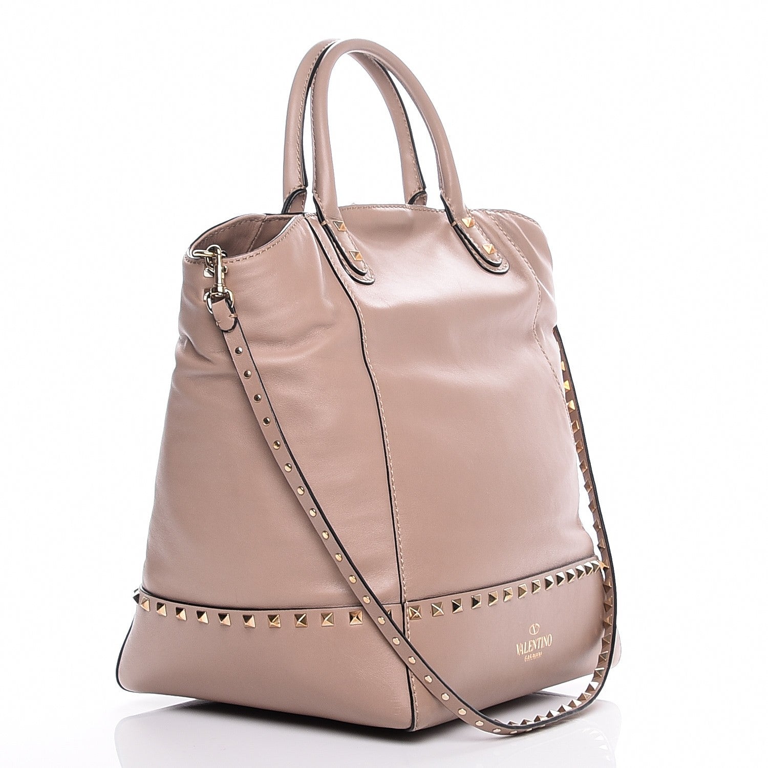 Valentino Garavani Calfskin Rockstud New Dome Bucket Tote Poudre 4 of 9