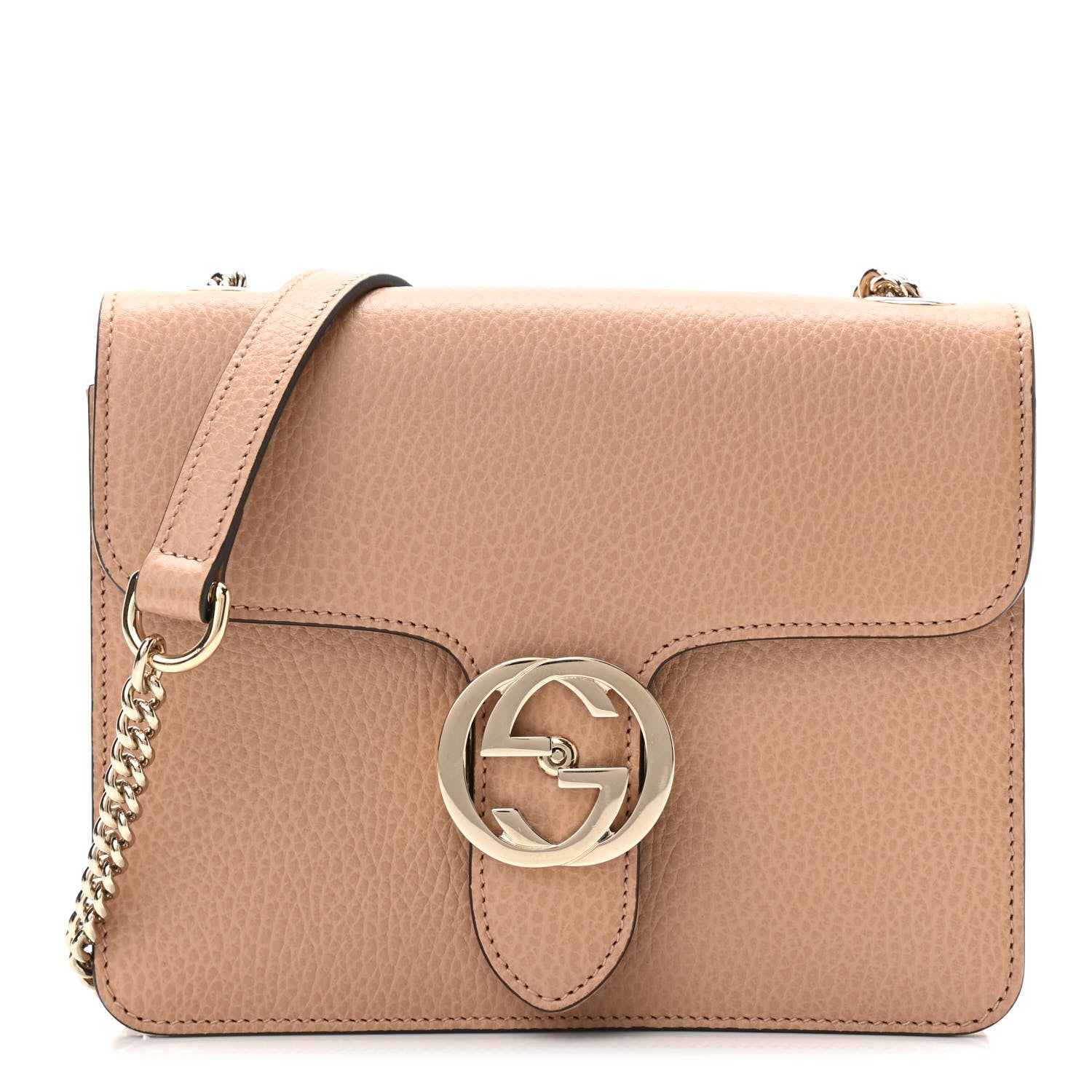 Gucci Dollar Calfskin Interlocking G Shoulder Bag Camelia 1 of 11