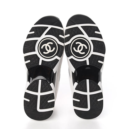 Chanel Calfskin Fabric Sneakers 39.5 White Silver Fluo Pink 5 of 8
