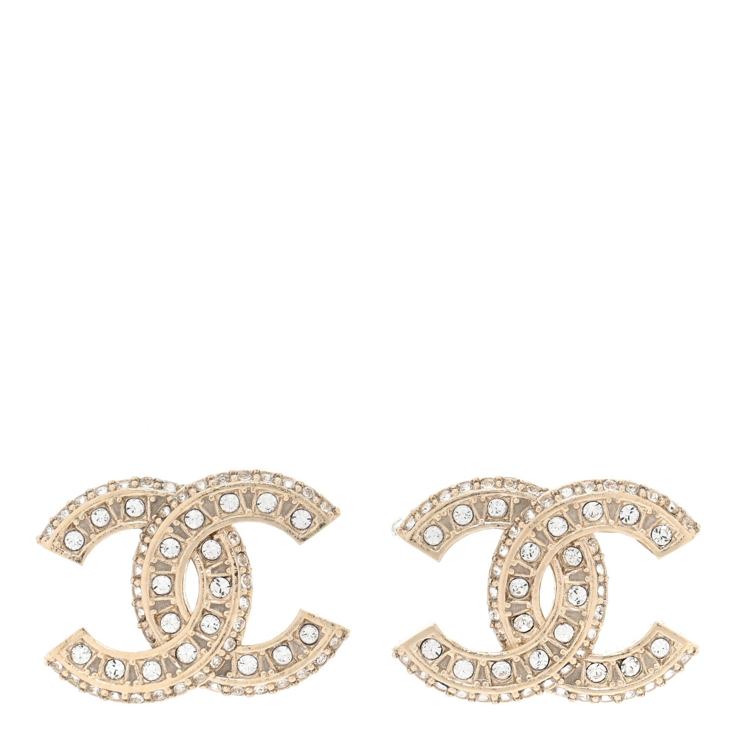 Chanel Crystal Baguette CC Earrings Gold 1 of 5