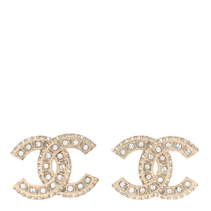 Chanel Crystal Baguette CC Earrings Gold 1 of 5