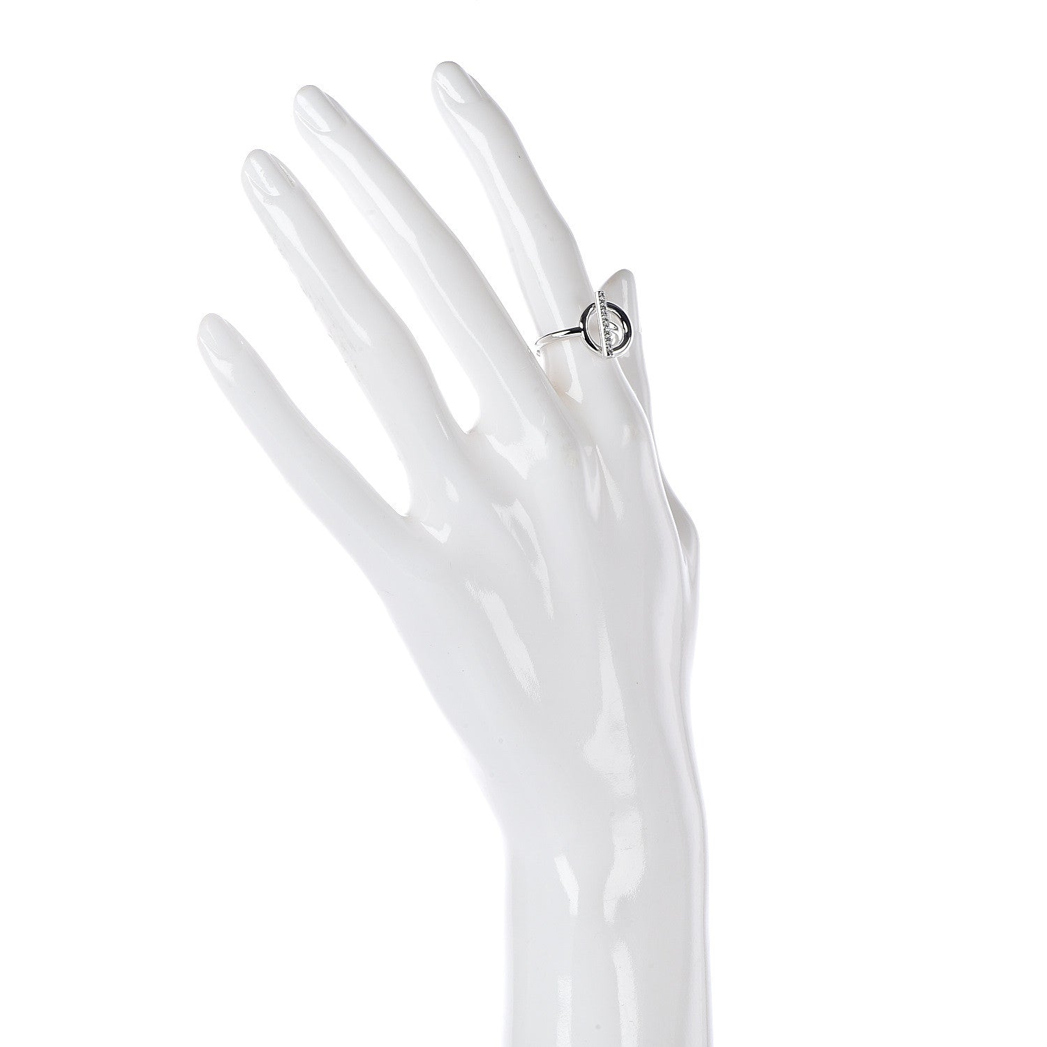 Hermes 18K White Gold Diamond PM Echappee Ring 48 4.5 2 of 7