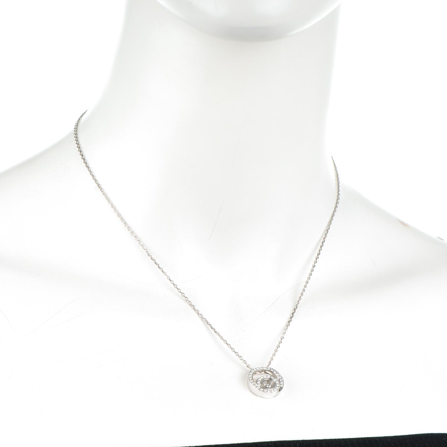 18K White Gold Diamond Happy Pendant Necklace