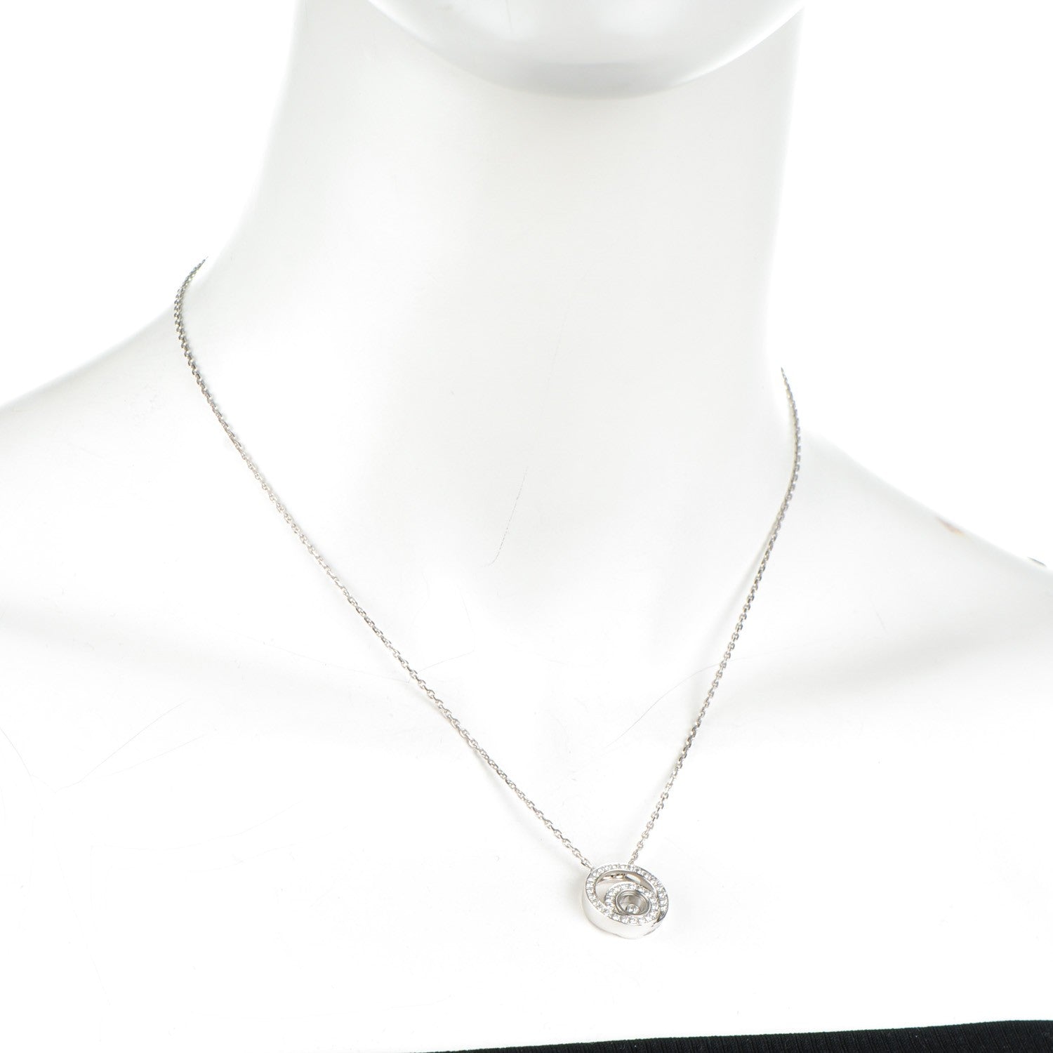 Chopard 18K White Gold Diamond Happy Pendant Necklace 2 of 6