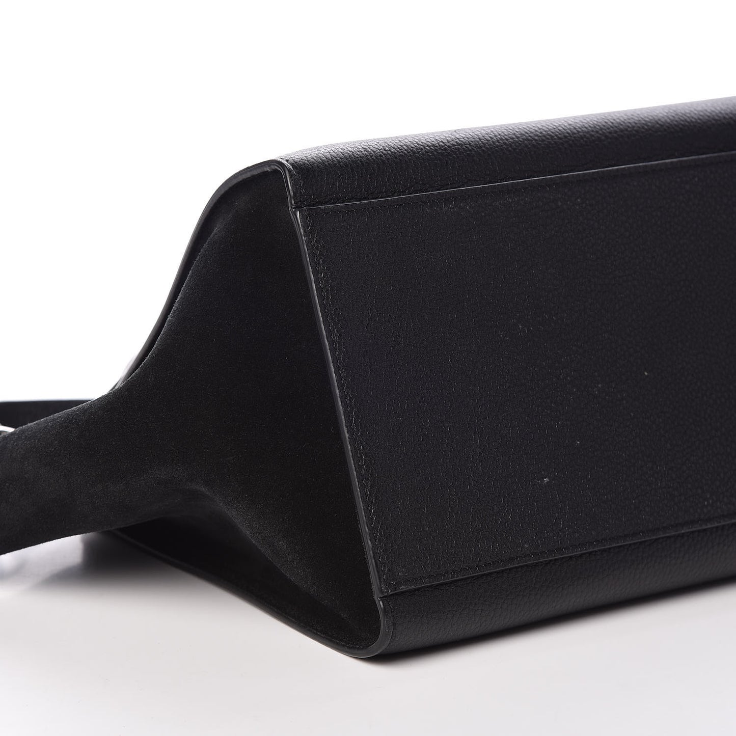 Drummed Calfskin Suede Small Trapeze Black