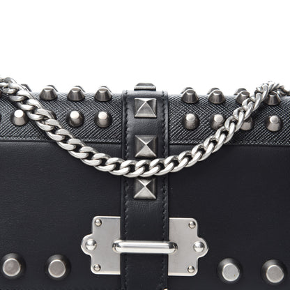 Prada City Calfskin Cahier Studded Mini Bag Black 10 of 11