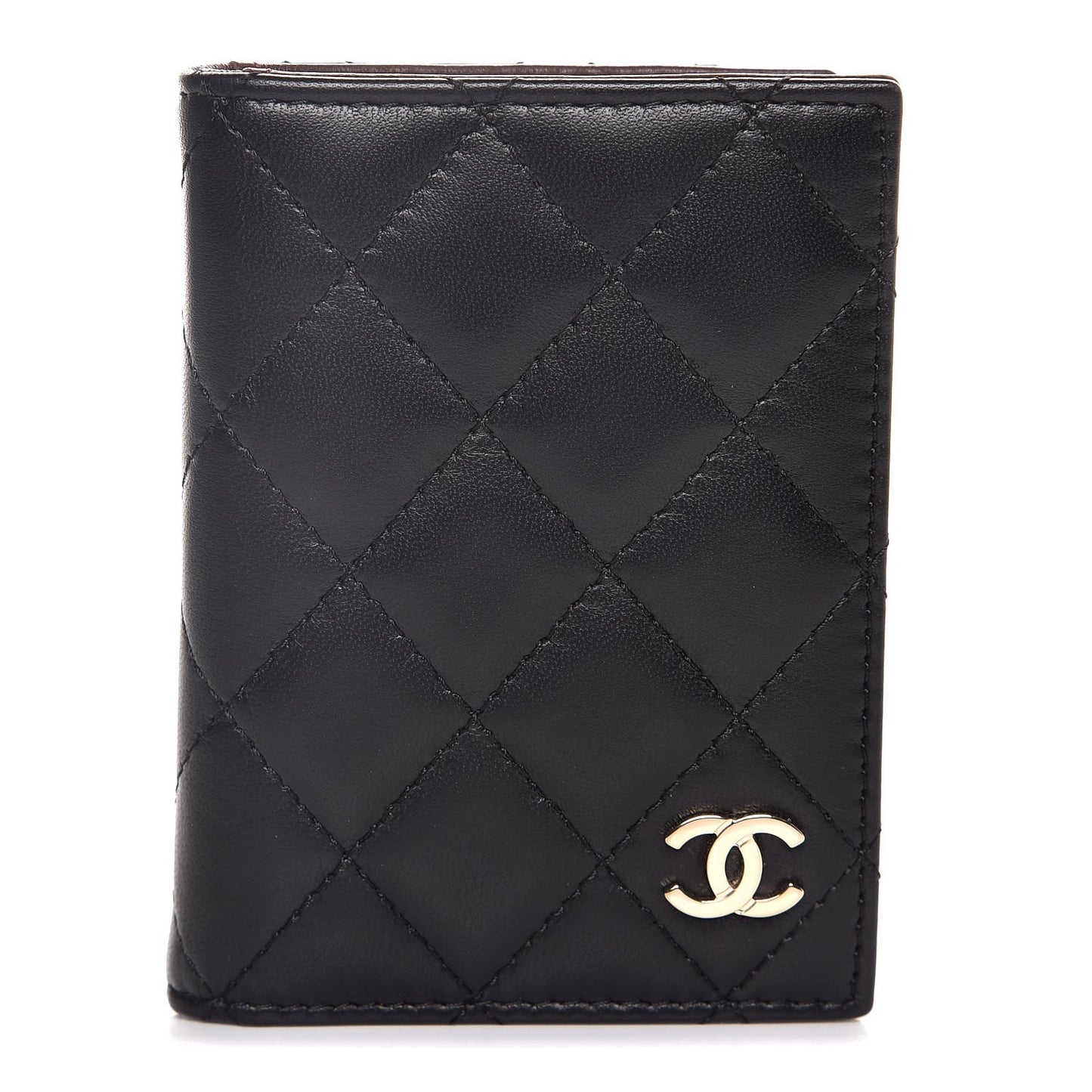 Lambskin Quilted Card Holder Wallet Black