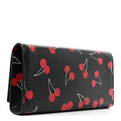 Saint Laurent Grained Calfskin Cherry Classic Monogram Clutch 3 of 7