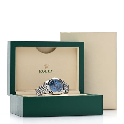 Rolex Stainless Steel 41mm Oyster Perpetual Datejust Watch Azzurro Blue Roman 126300 5 of 5
