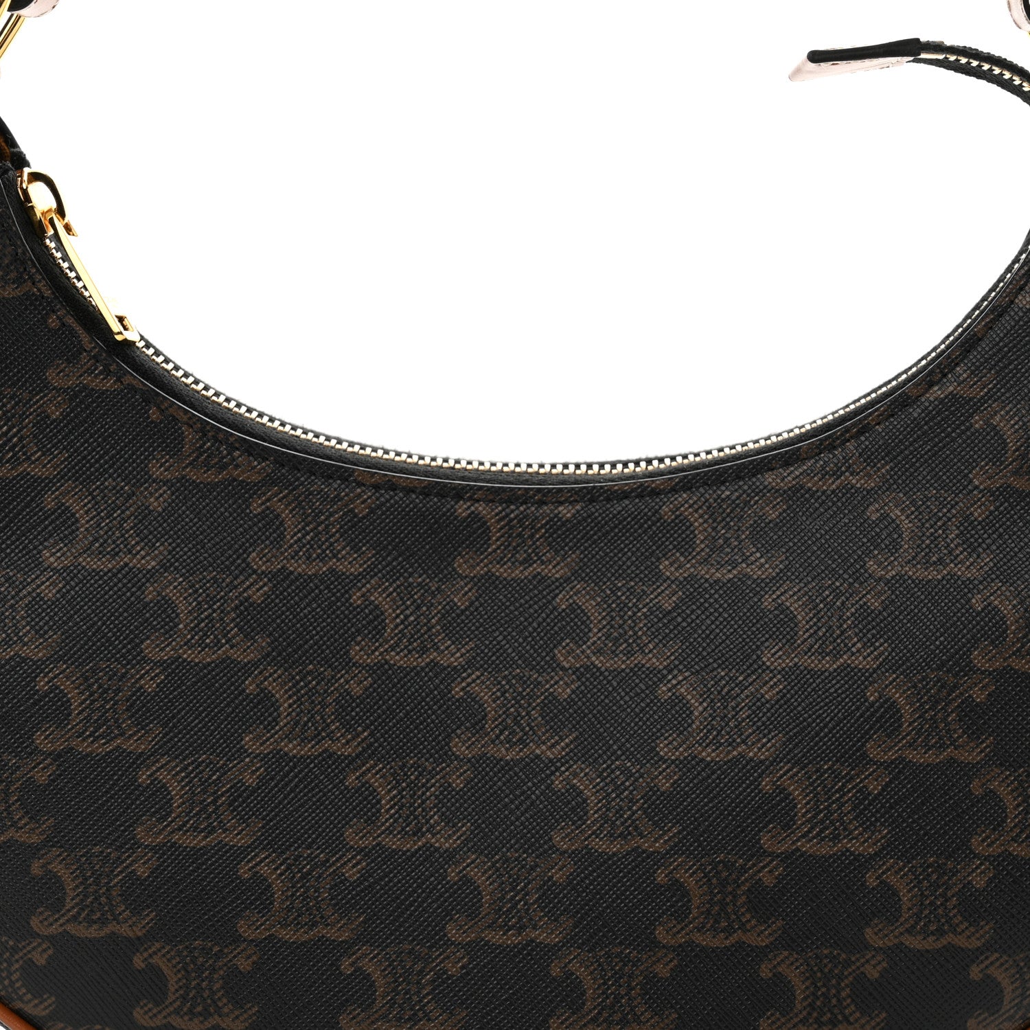 Celine Triomphe Canvas Calfskin Ava Shoulder Bag Tan 8 of 10