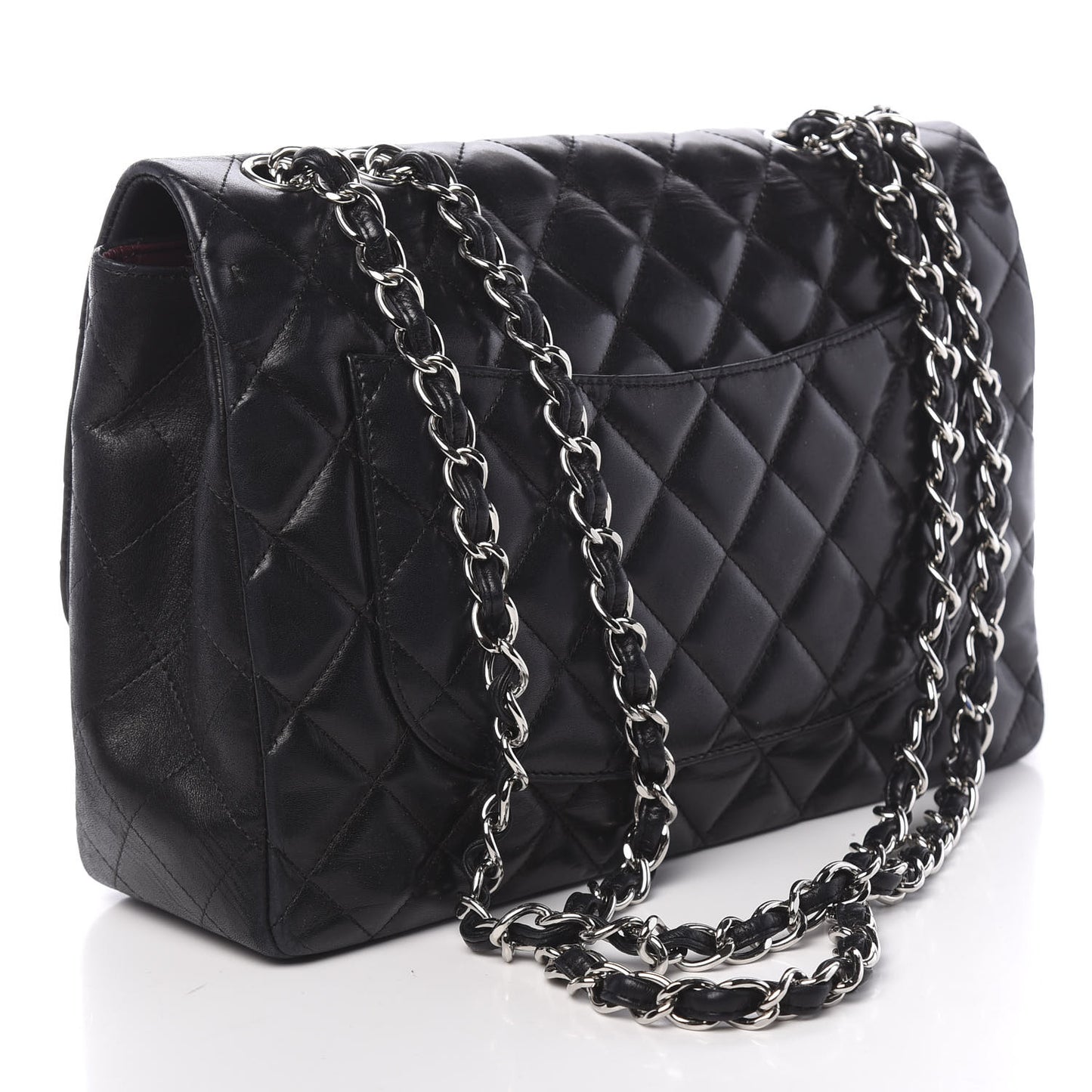 Lambskin Quilted Jumbo Single Flap Black