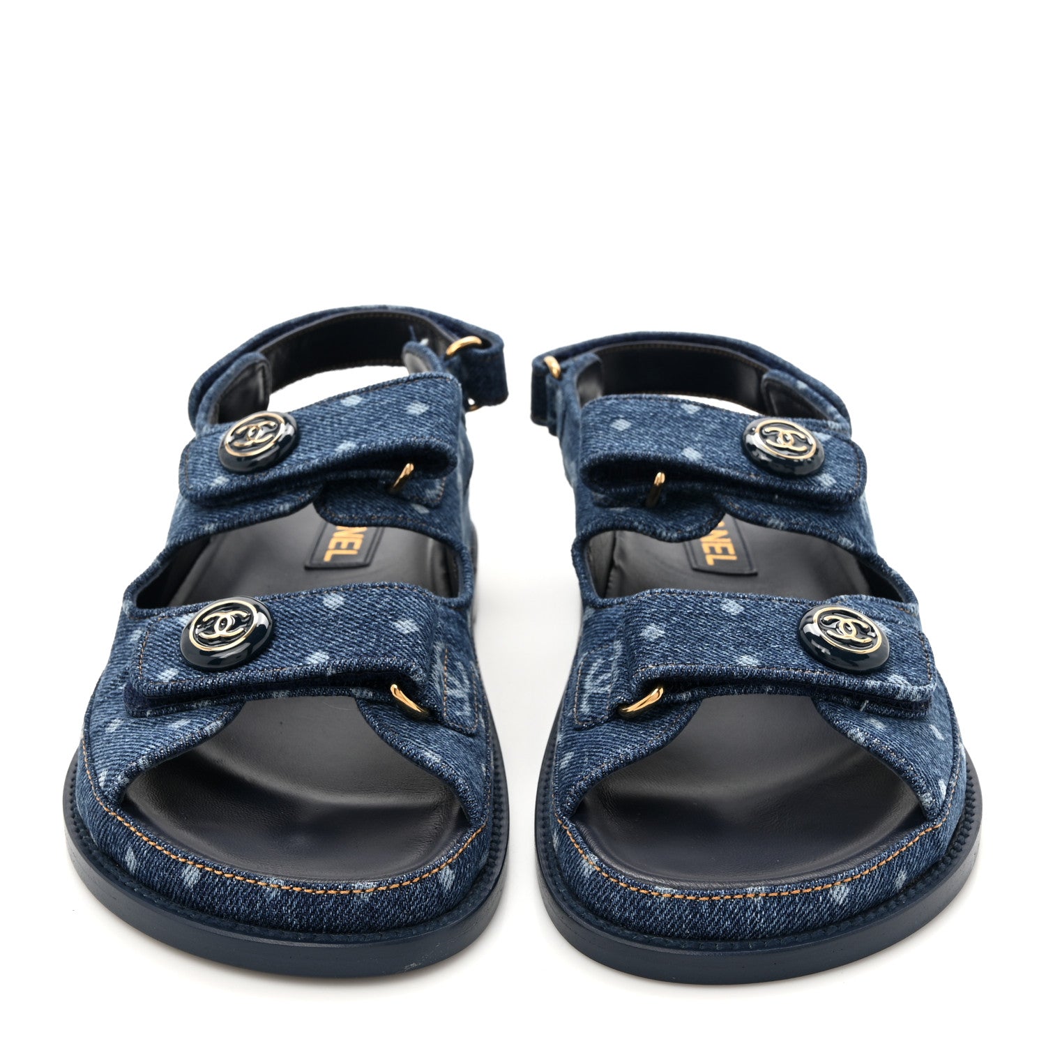 Chanel Printed Denim CC Dad Sandals 38.5 Light Blue 3 of 10