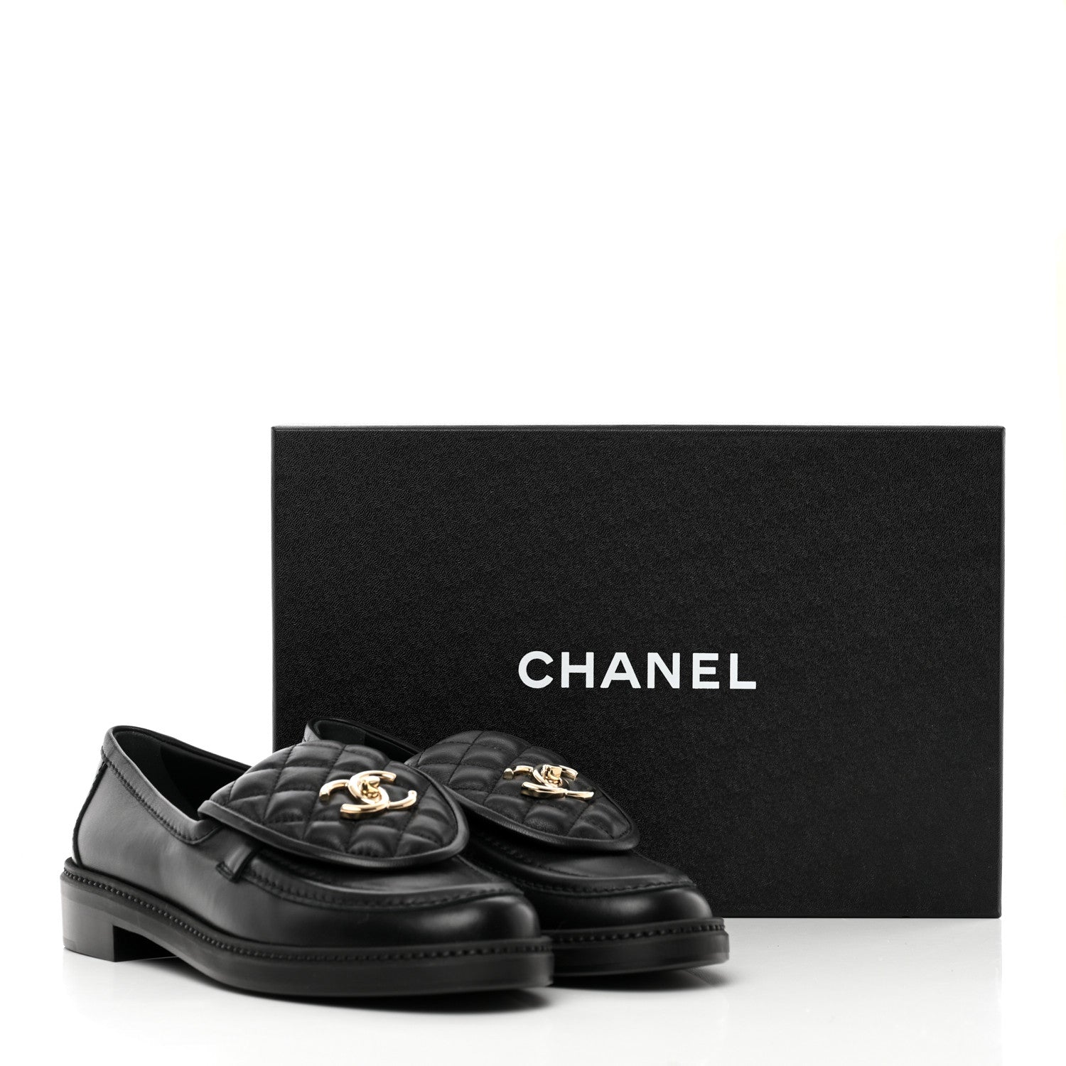Chanel Lambskin Quilted CC Turnlock Loafers 38.5 Black 15 of 15