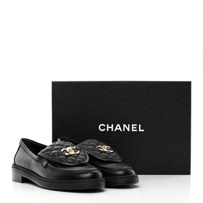 Chanel Lambskin Quilted CC Turnlock Loafers 38.5 Black 15 of 15