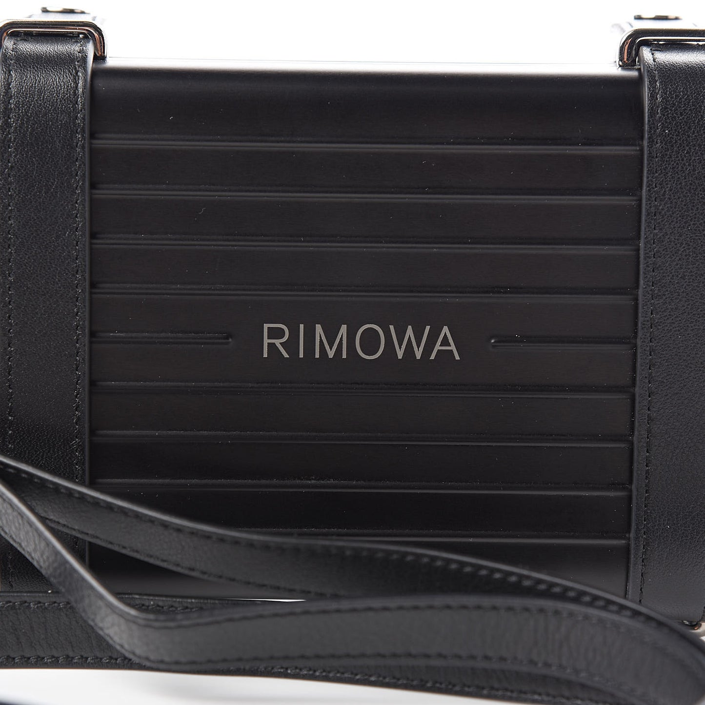 X RIMOWA Aluminum Personal Clutch On Strap Black