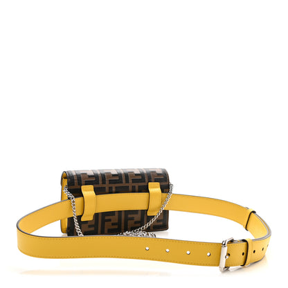 Fendi Vitello Cruise F is Fendi Bi-Color FF 1974 Embossed Envelope Belt Bag Maya Black Sunflower 4 of 13