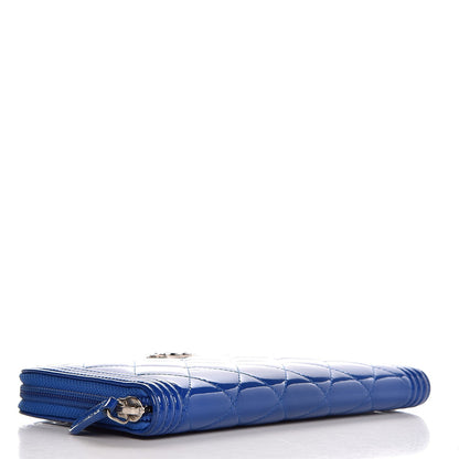 Chanel Patent Quilted Boy Zip Around Wallet Blue 4 of 8