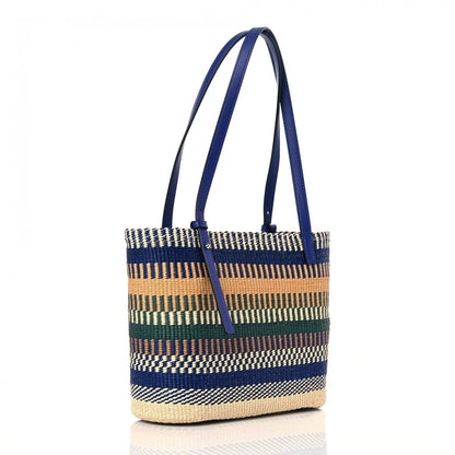 Loewe Raffia Small Square Basket Tote Bag Blue Multicolor 3 of 10