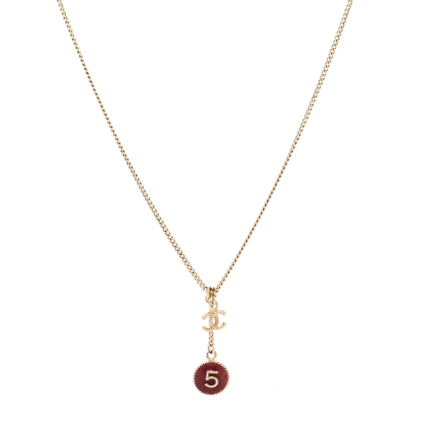 Metal No 5 CC Necklace Gold Red