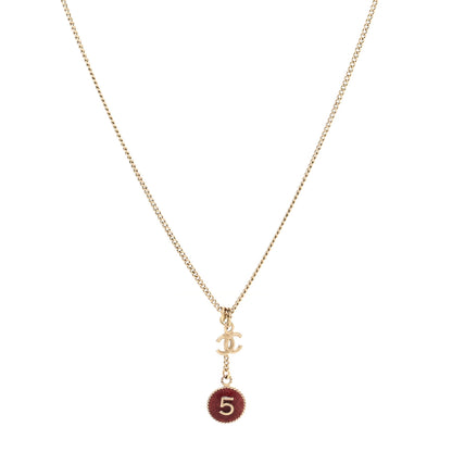Chanel Metal No 5 CC Necklace Gold Red 1 of 4