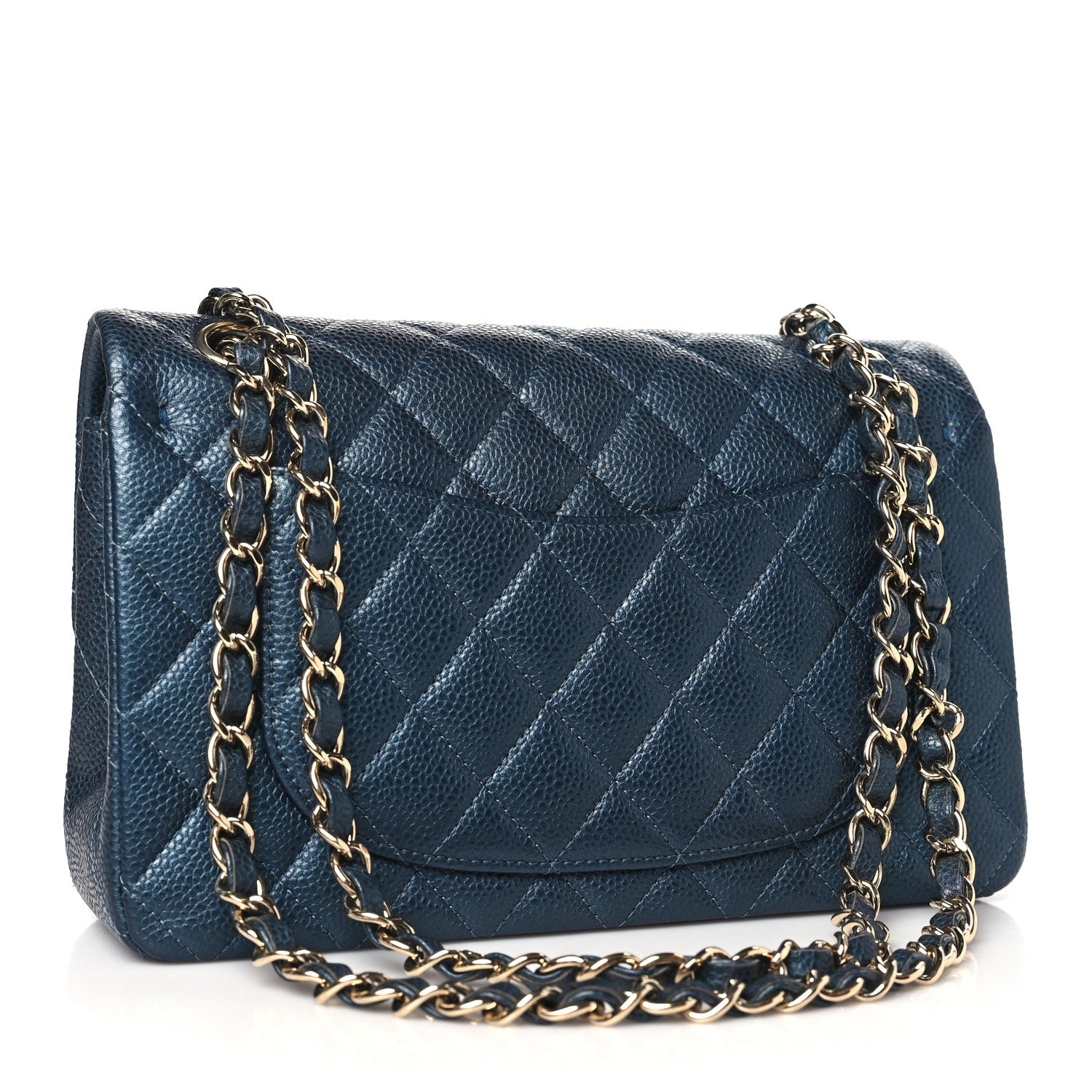 Chanel Iridescent Caviar Quilted Small Double Flap Dark Blue 3 of 10