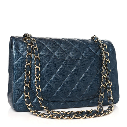 Chanel Iridescent Caviar Quilted Small Double Flap Dark Blue 3 of 10