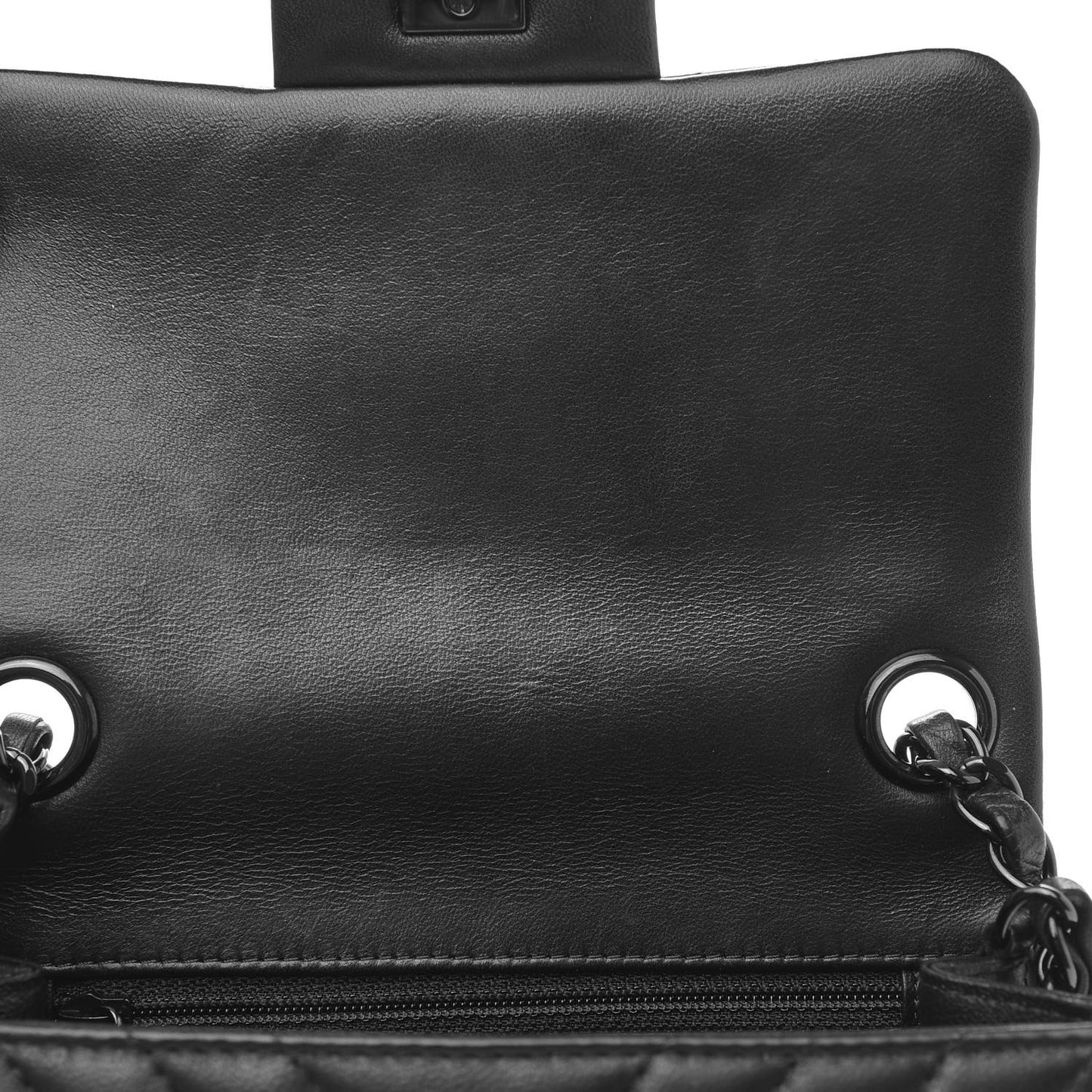 Lambskin Chevron Quilted Mini Square Flap So Black