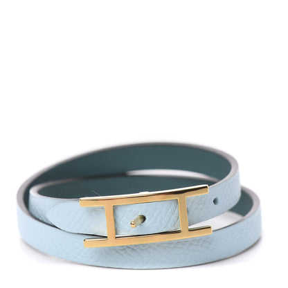 Hermes Epsom Swift Behapi Double Tour Bracelet S Bleu Atoll Malachite 1 of 7