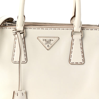 Prada City Calf Mini Hand Stitched Galleria Double Zip Tote White 8 of 12