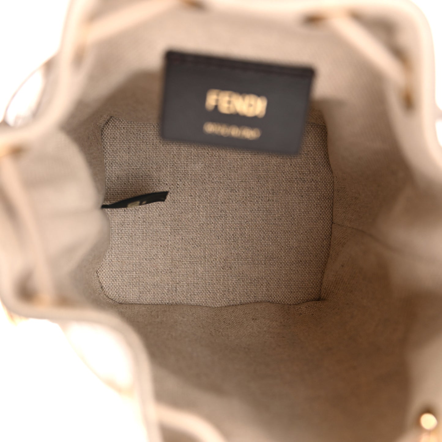 Canvas Nappa F is Fendi FF Embroidered Mini Mon Tresor Bucket Bag Grezzo White Nuvola