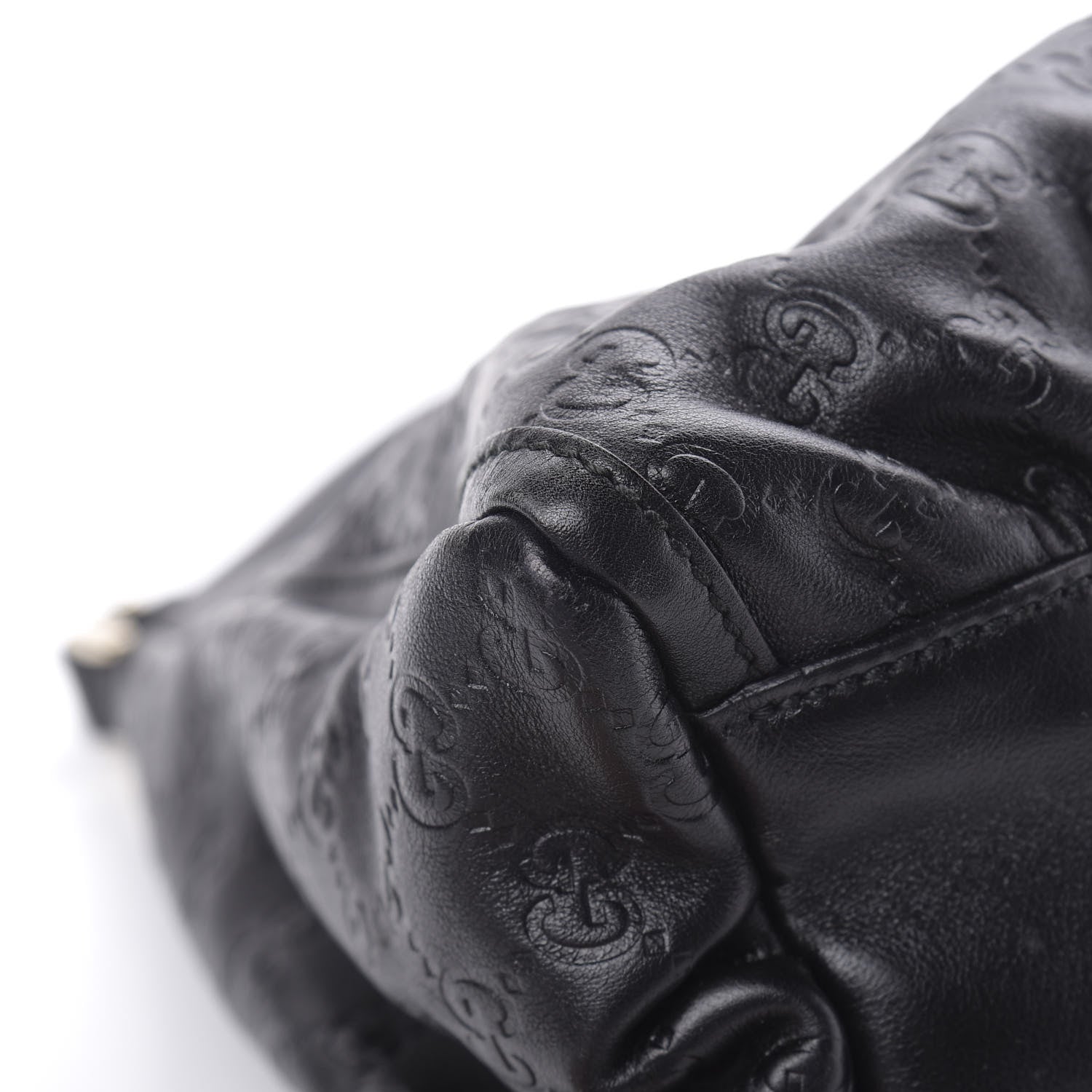 Gucci Guccissima Large D Gold Ring Hobo Black 9 of 13