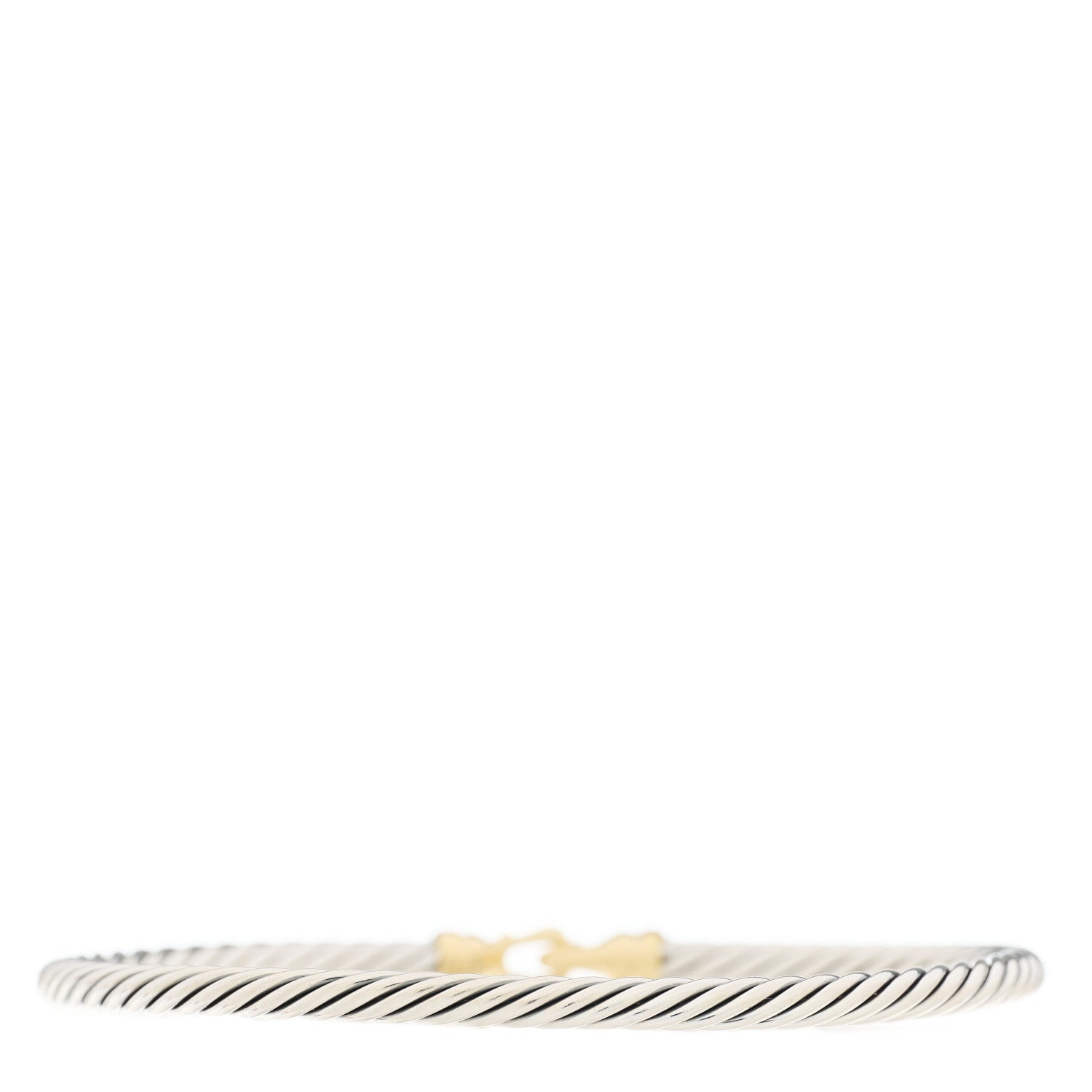 David Yurman Sterling Silver 18K Yellow Gold 3mm Cable Buckle Bracelet 2 of 3