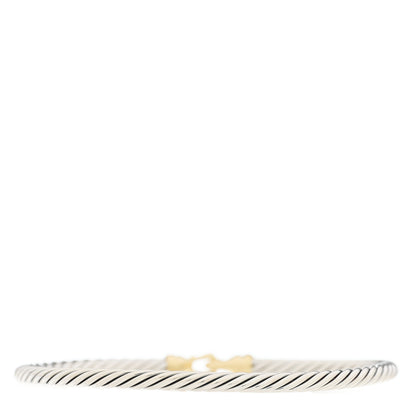 David Yurman Sterling Silver 18K Yellow Gold 3mm Cable Buckle Bracelet 2 of 3