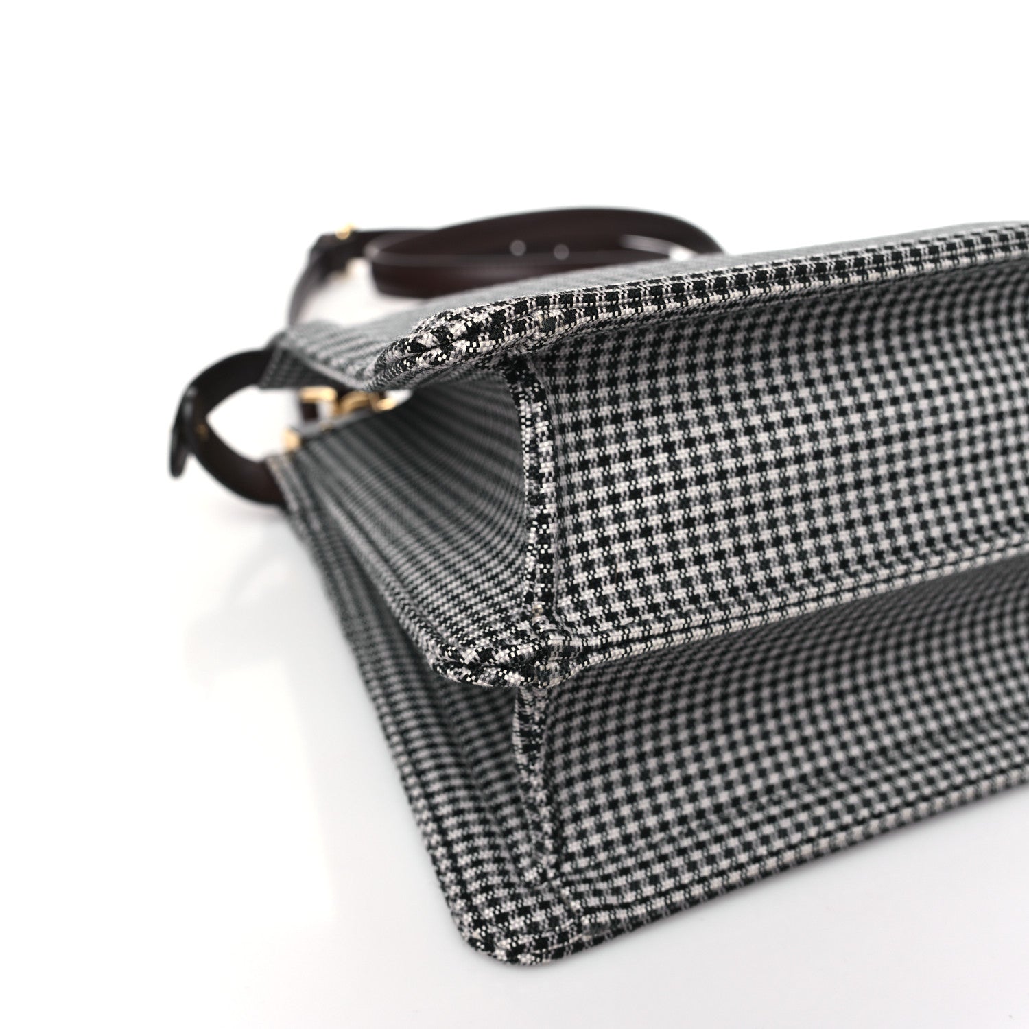 Fendi Wool Fabric Jacquard Cuoio Large Houndstooth FF 1974 Medium Peekaboo I SEE U Satchel Beige Tobacco Moro 7 of 9