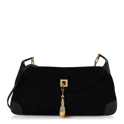 Gucci Suede Tiger Head Shoulder Bag Black 1 of 11