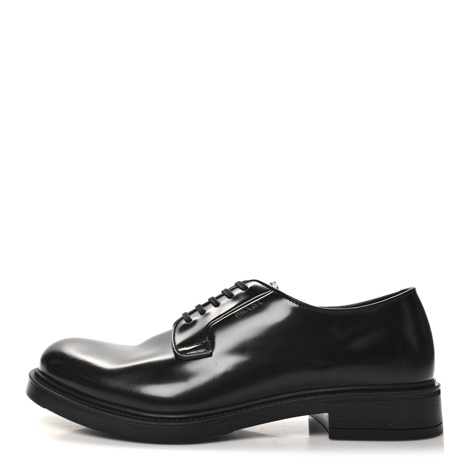Prada Spazzolato Lace Up 50mm Loafers 10 Black 1 of 8