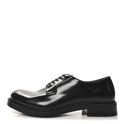 Prada Spazzolato Lace Up 50mm Loafers 10 Black 1 of 8