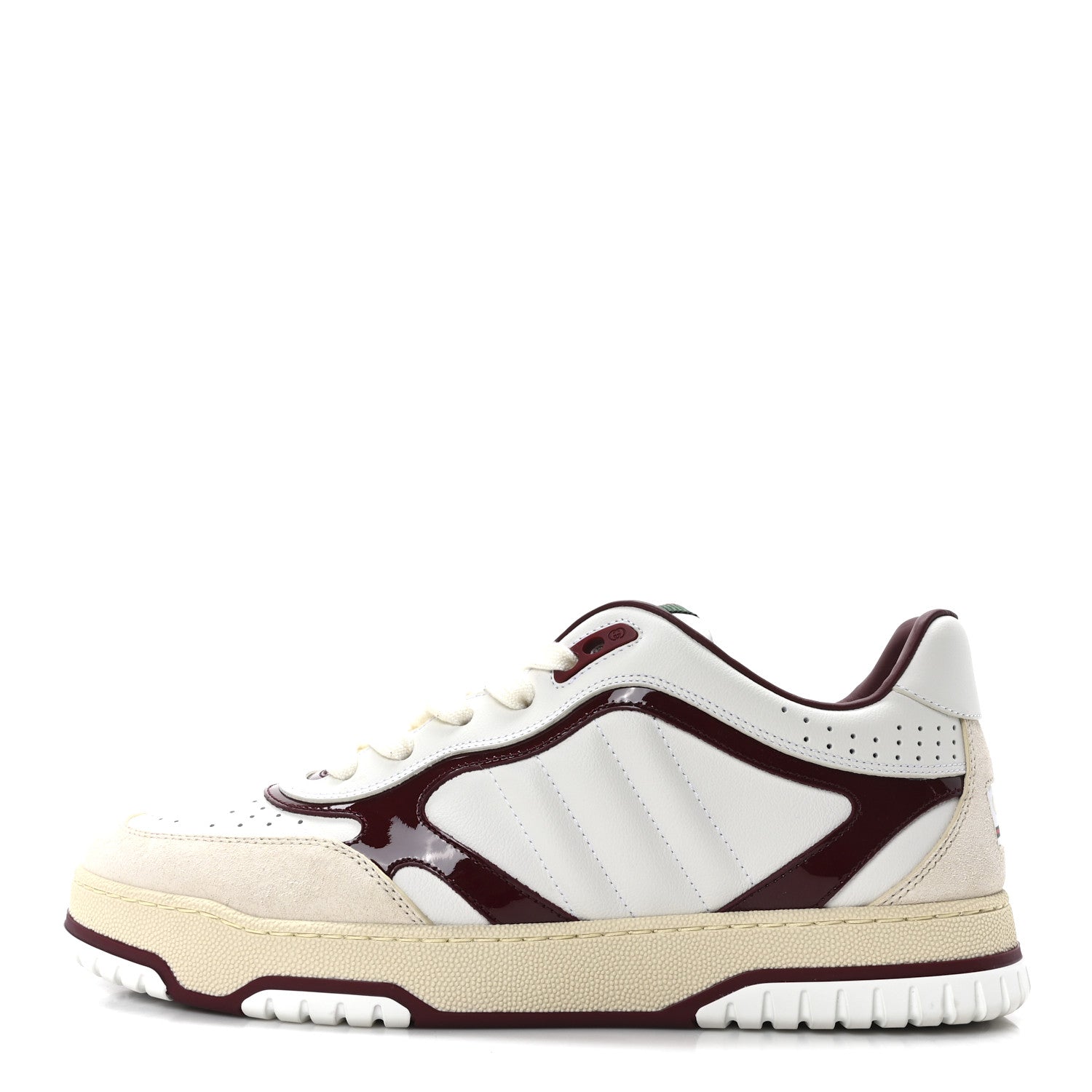 Gucci Calfskin Suede Mens Re-Web Sneakers 8 White Red 1 of 11