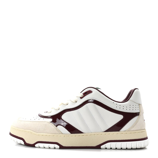 Calfskin Suede Mens Re-Web Sneakers 8 White Red